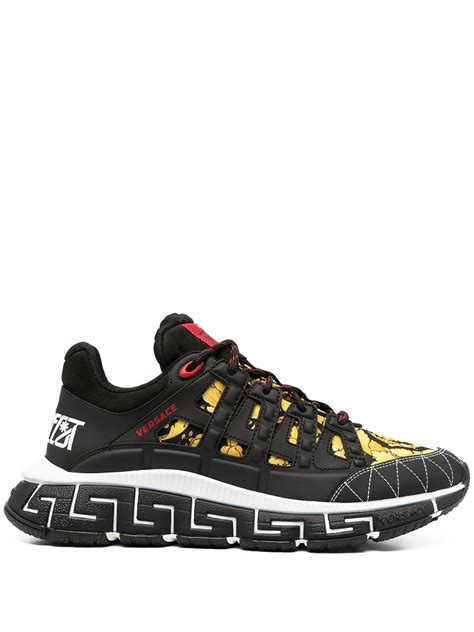 Versace: Black & Gold Trigreca Sneakers 